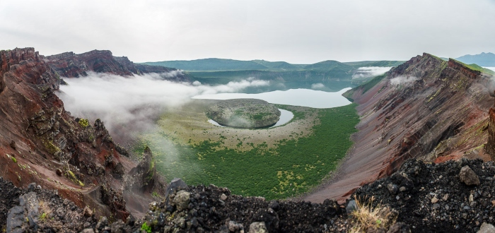 volcan misterioso en las islas kuriles